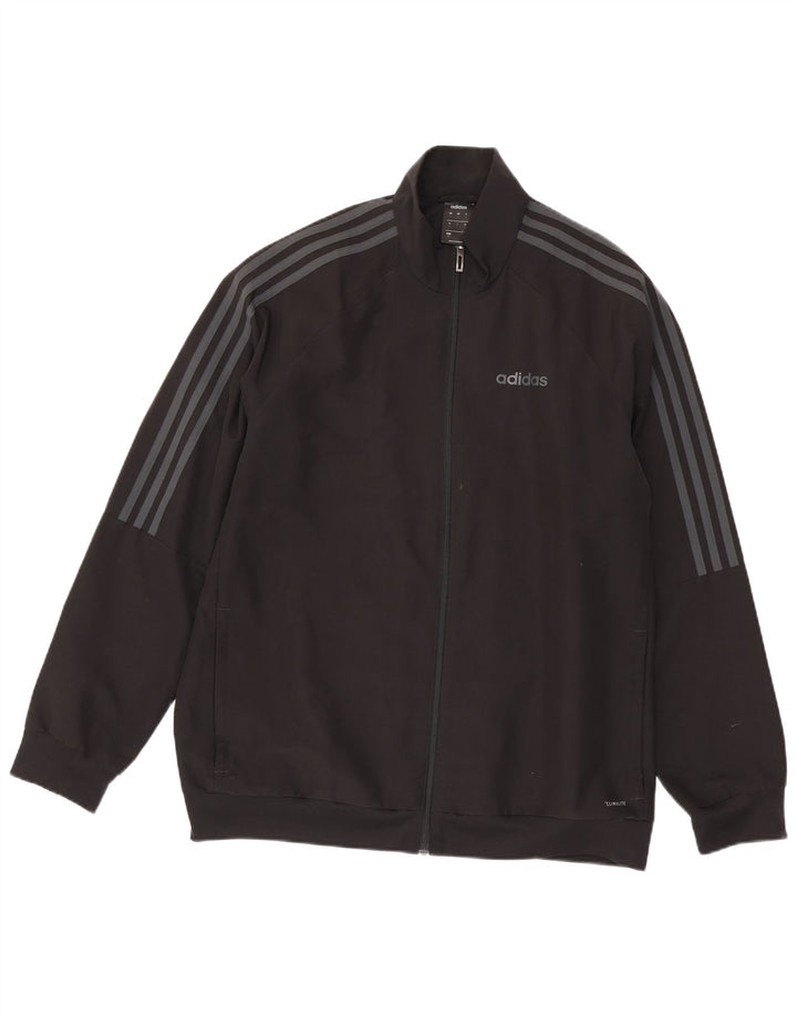 Adidas Herren Climalite Trainingsanzug Top Jacke Großes schwarzes Polyester