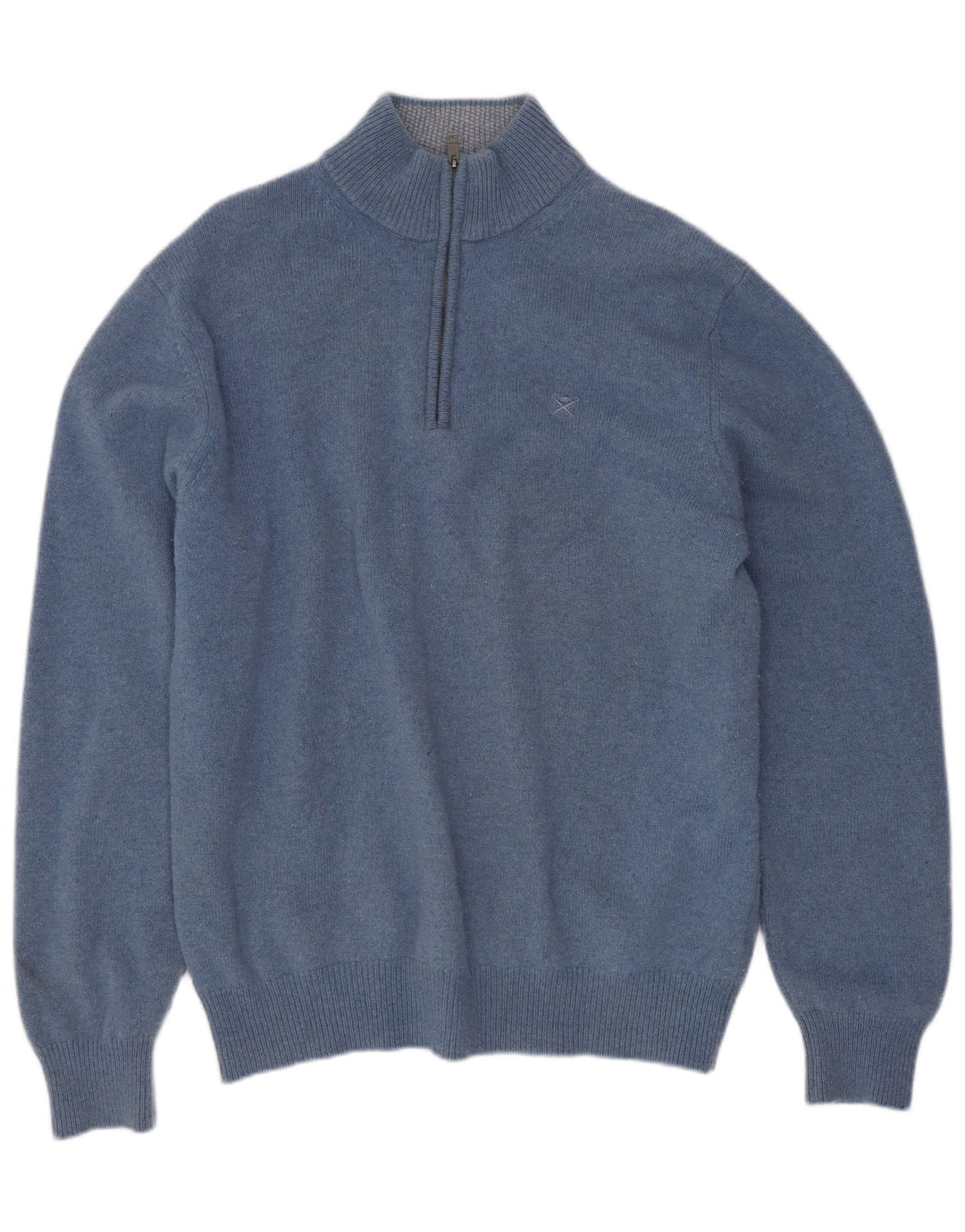 Hackett Herren-Pullover mit Reißverschluss am Hals, große blaue Wolle
