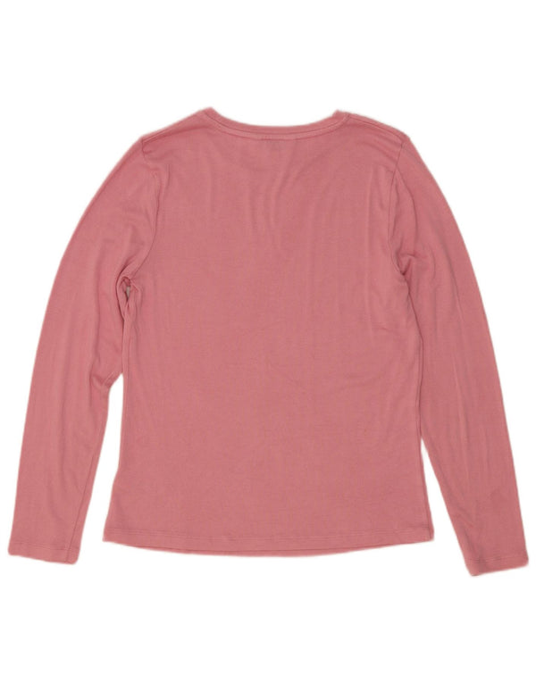 Marks & Spencer Damen Top Langarm UK 12 Mittelrosa Viskose