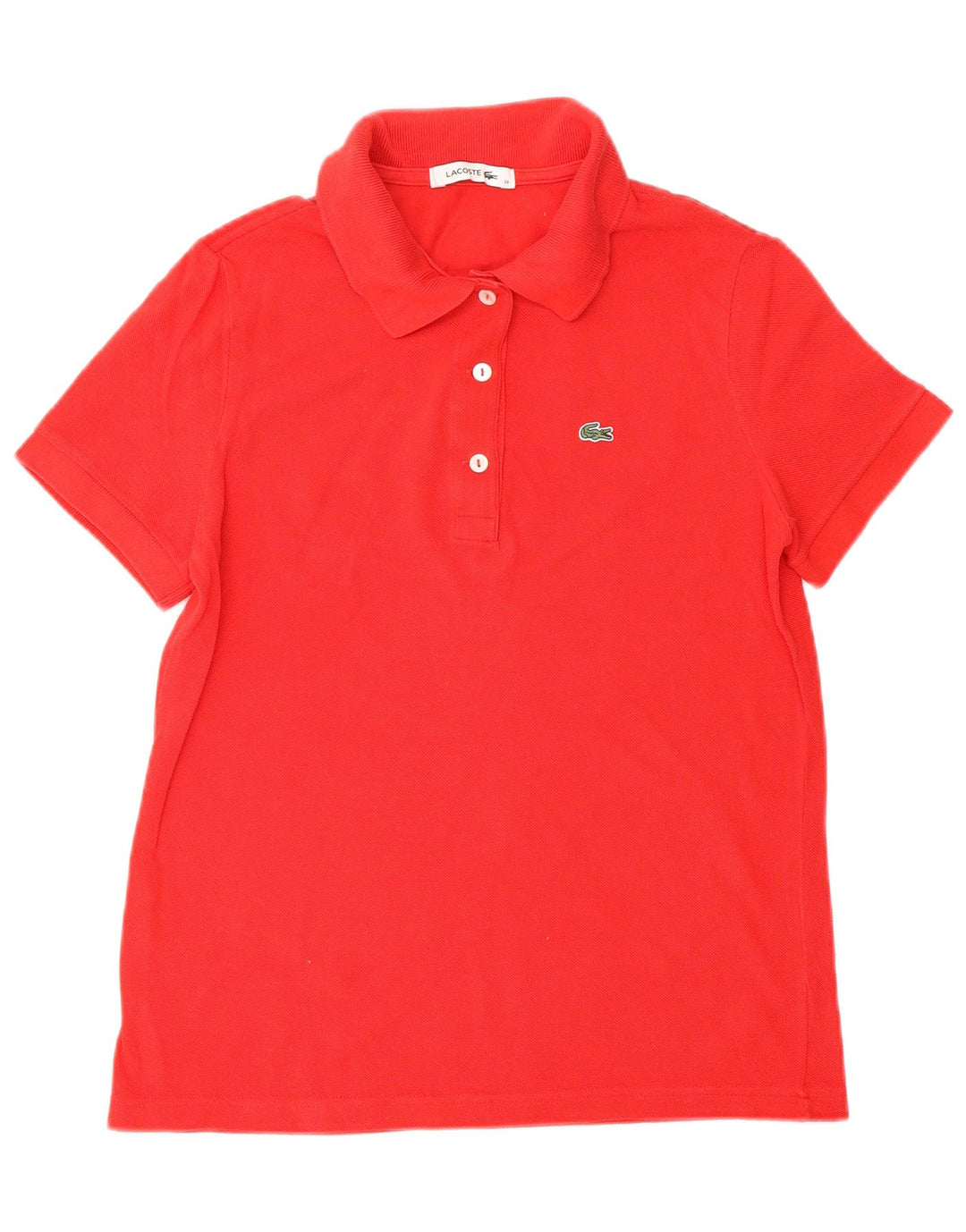 LACOSTE Damen Poloshirt Größe 38 Mittelrote Baumwolle