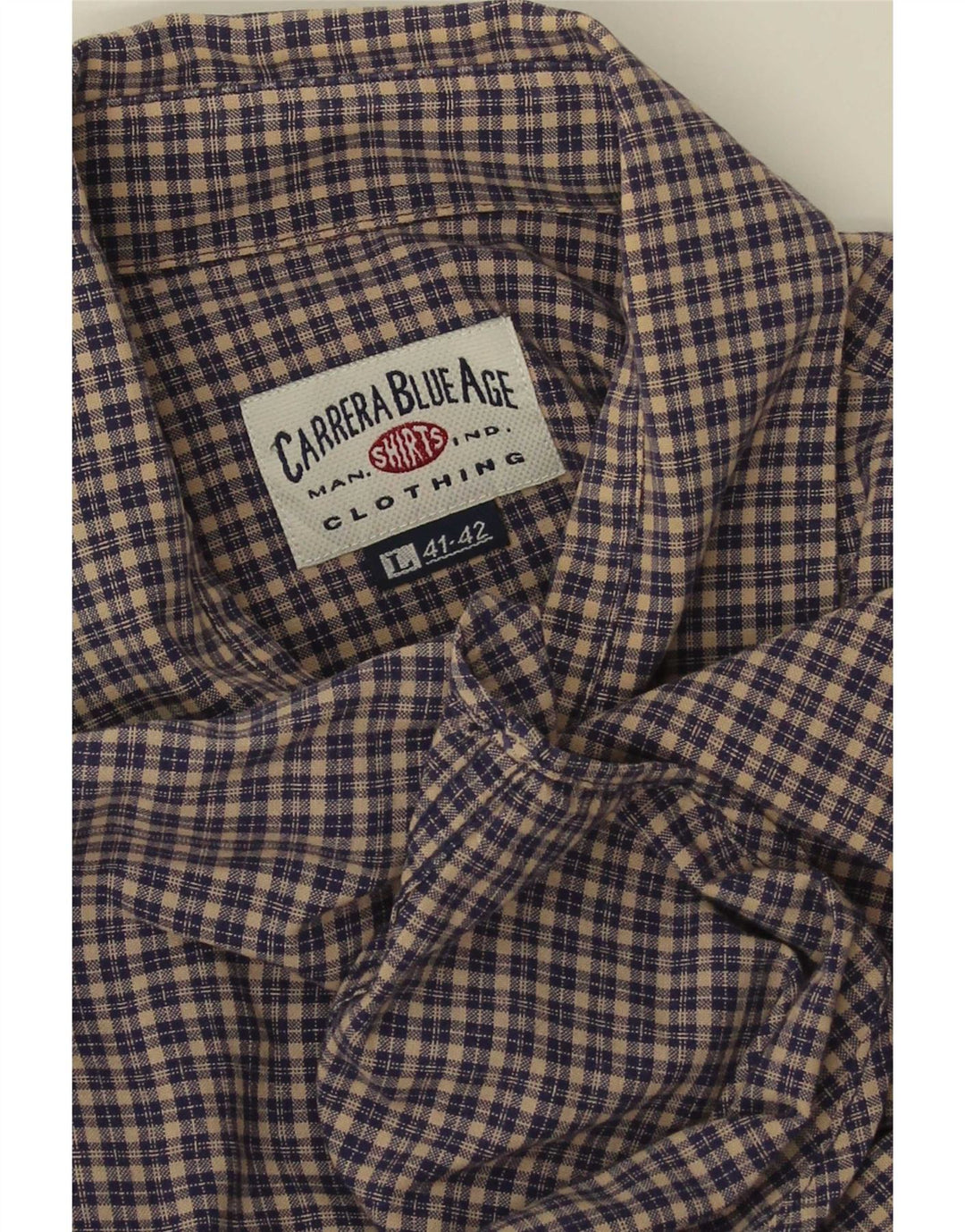 Carrera Herren-Flanellhemd, Größe 41/42, groß, marineblau kariert