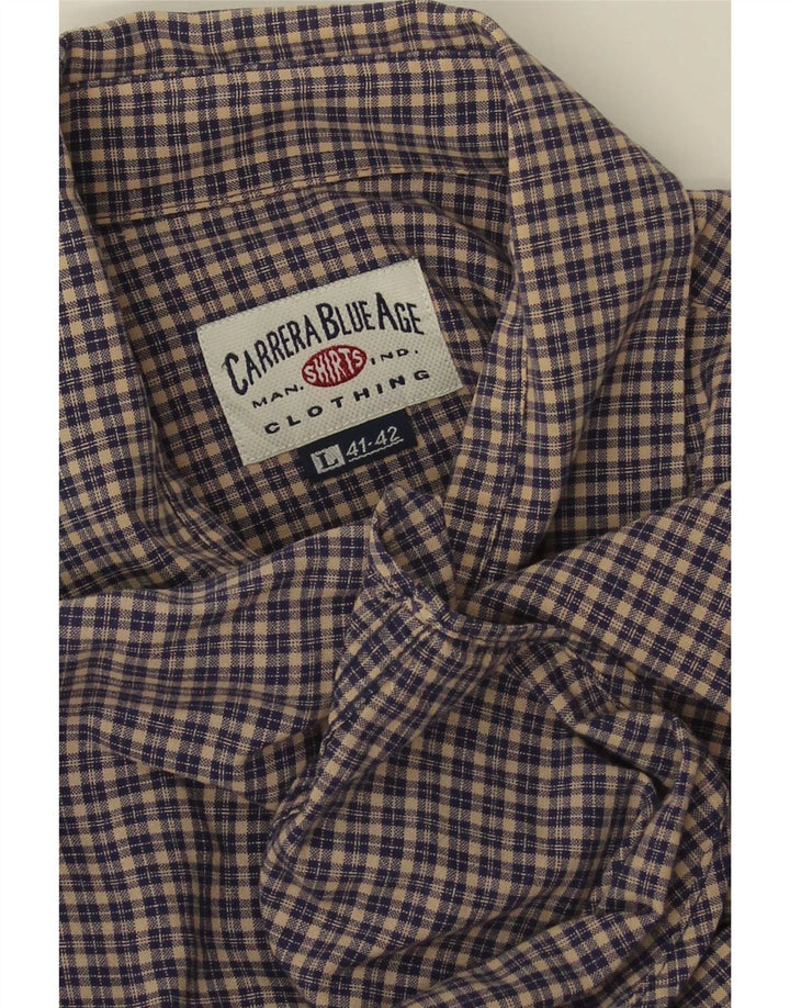 Carrera Herren-Flanellhemd, Größe 41/42, groß, marineblau kariert