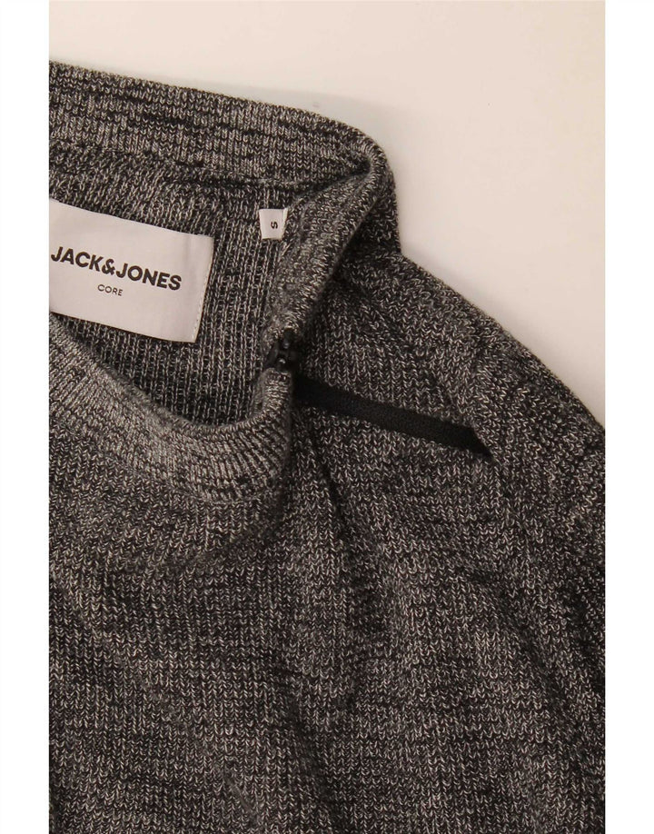 Jack & Jones Herren-Pullover mit normaler Passform und Reißverschluss, klein, grau gefleckt