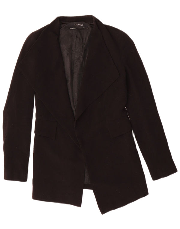 Zara Womens Open Blazer Jacke UK 6 XS Schwarz Polyester
