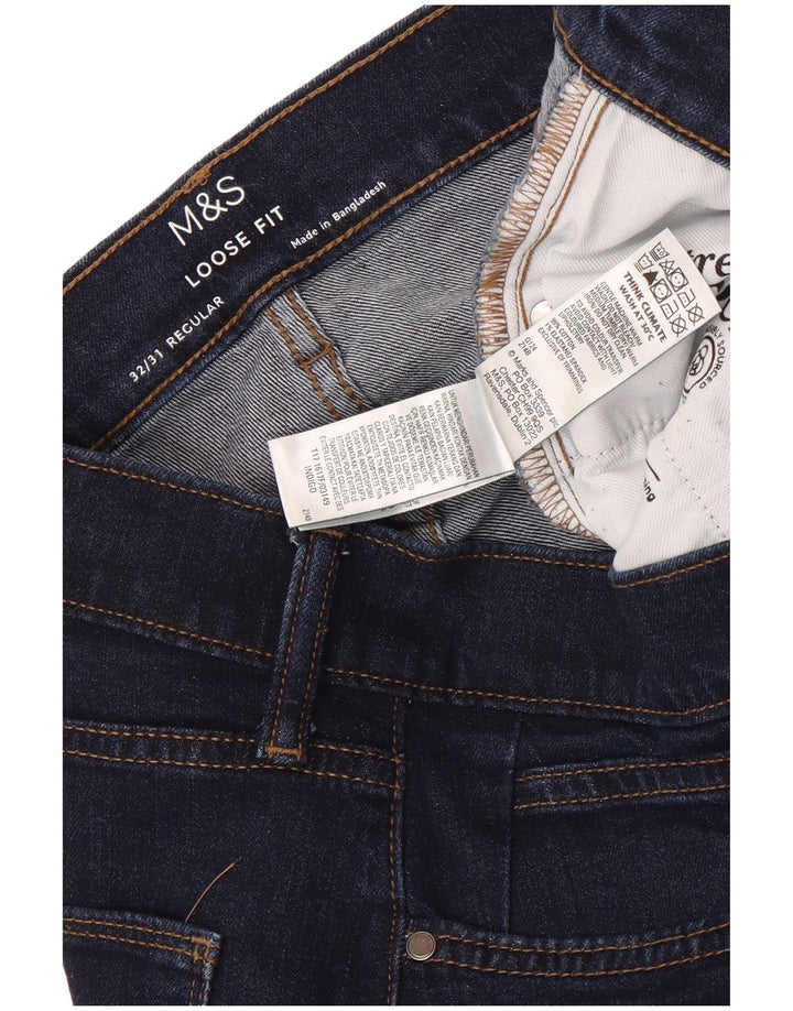 Marks & Spencer lockere Herrenjeans W32 L27 marineblaue Baumwolle
