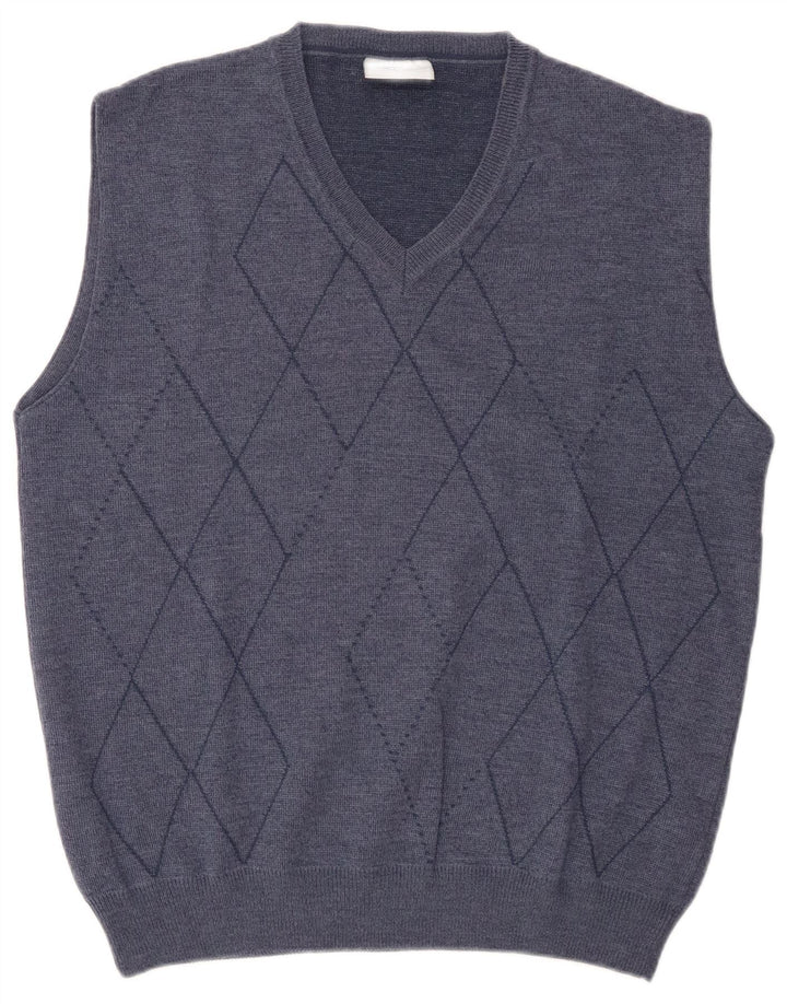 Rodes Herren Weste Tank Top XL Blau Argyle/Diamond Wool