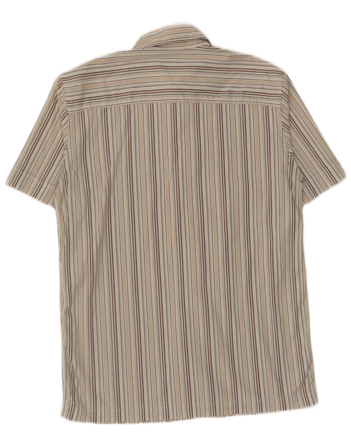 Trussardi Jeans Herren Kurzarmhemd Mittelbeige gestreift