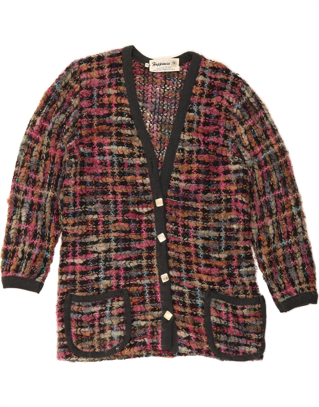 VINTAGE Womens Acid Wash Cardigan Sweater UK 14 Medium Multicoloured Vintage Vintage and Second-Hand Vintage from Messina Hembry 