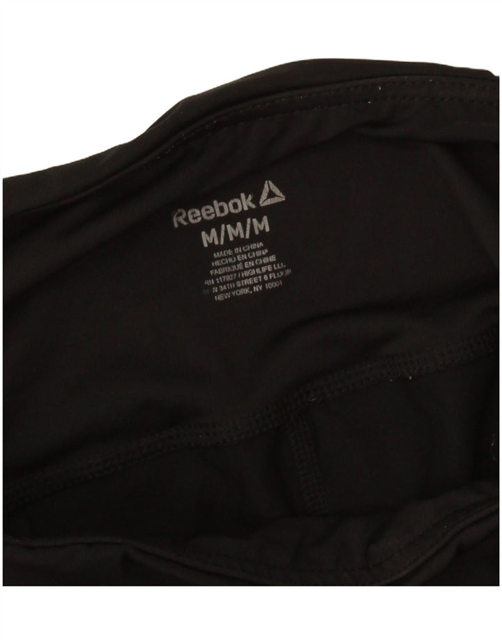 Reebok Damen Graphic Capri Leggings UK 12 Medium Schwarz