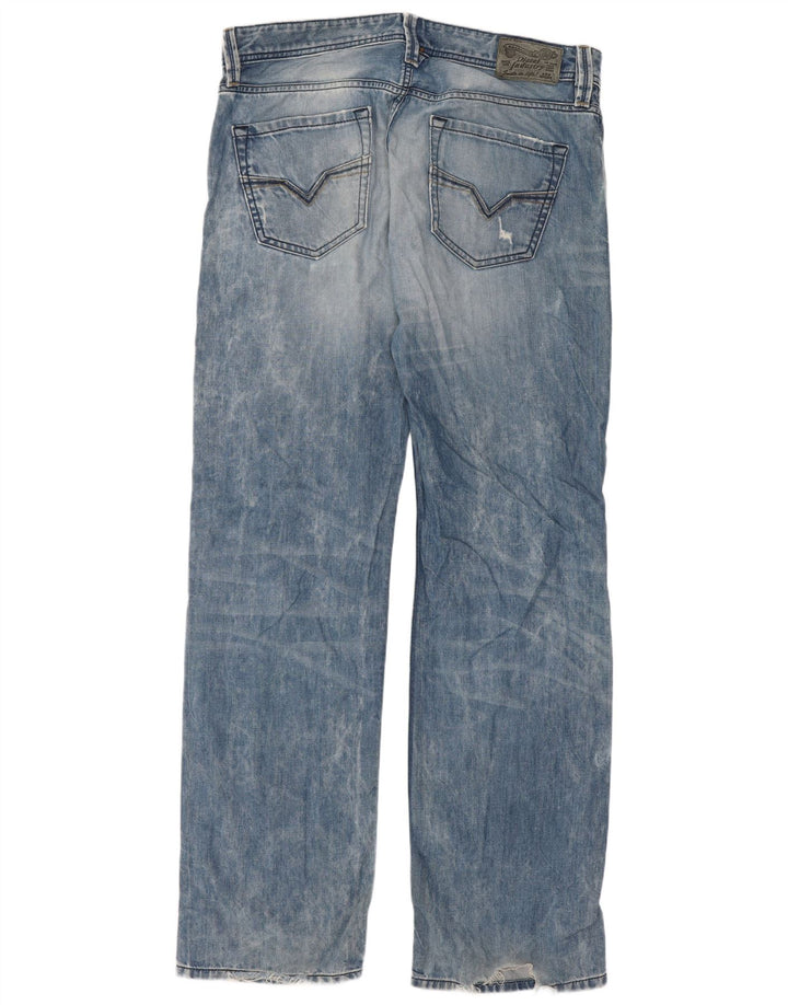 Diesel Herren Larkee Distressed Regular Straight Jeans W33 L32 Blaue Baumwolle