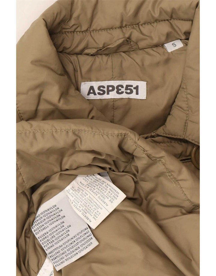 Aspesi Damen-Militär-Zweireiher-Wattierungsmantel UK 10 Small Beige