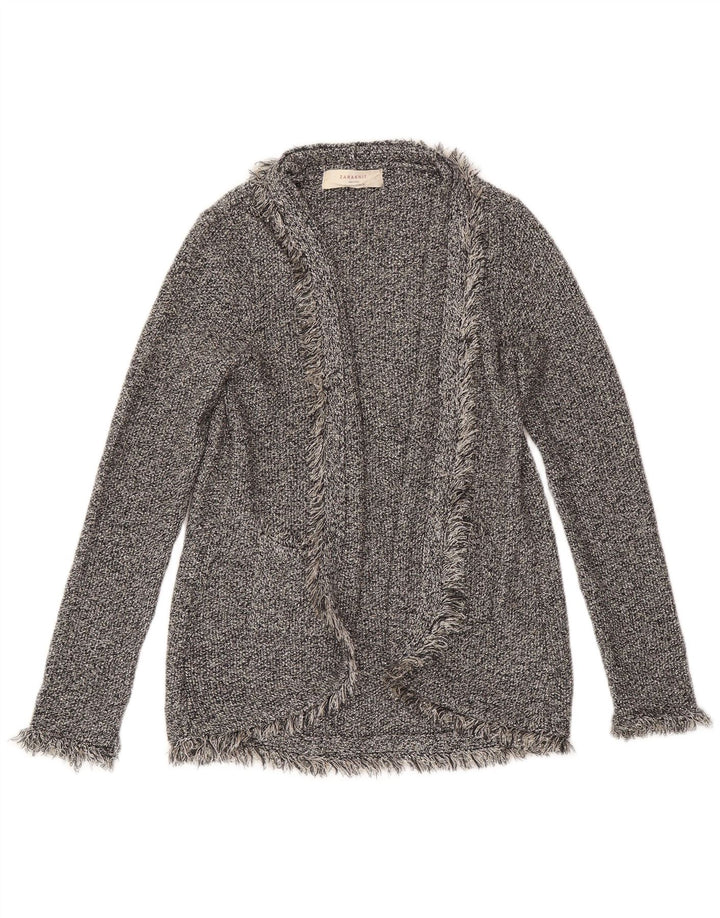 ZARA Offener Damen-Cardigan-Pullover UK 12 Mittelgrau gefleckte Viskose