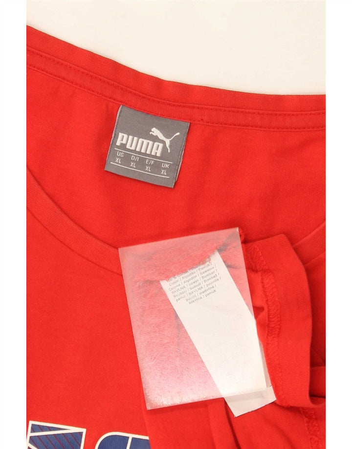 Puma Herren Grafik T-Shirt Top XL Rot Baumwolle
