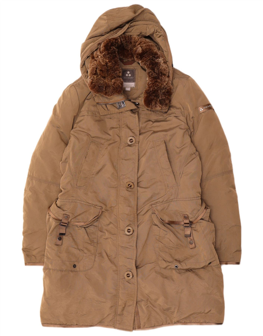 PEUTEREY Wattierter Damenmantel mit Kapuze IT 48 XL Beige Polyamid
