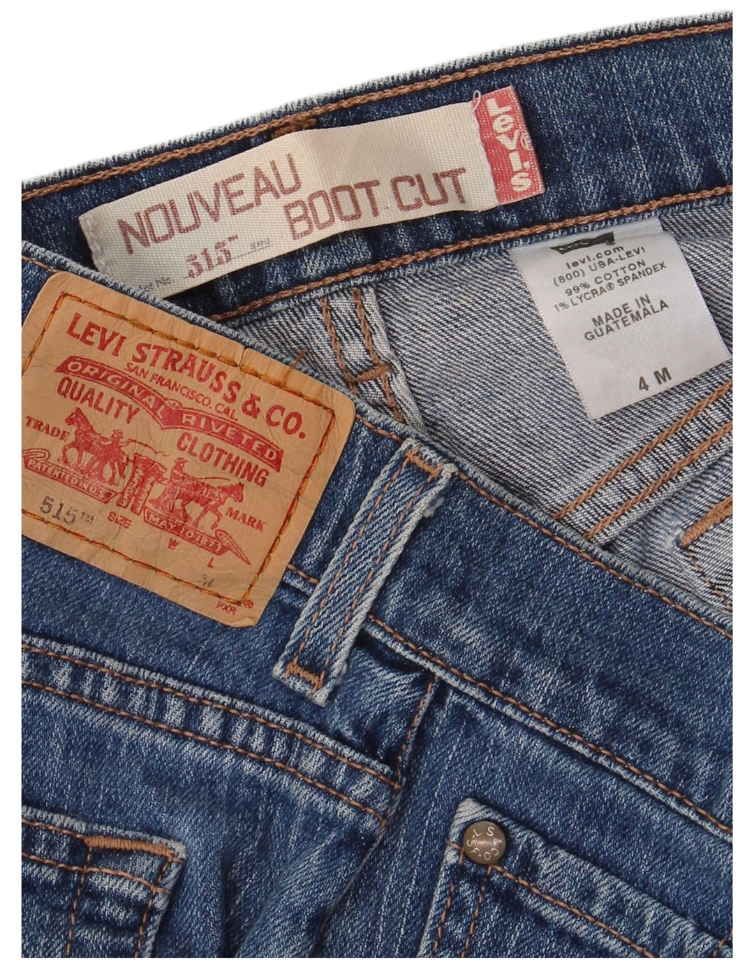 LEVI'S Damen 515 Nouveau Bootcut Jeans US 4 Small W30 L31 Blaue Baumwolle