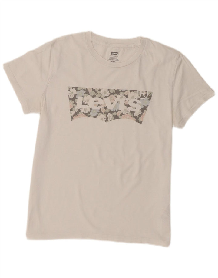 Levi's Damen-T-Shirt mit Grafik, UK 12, mittelweiße Baumwolle
