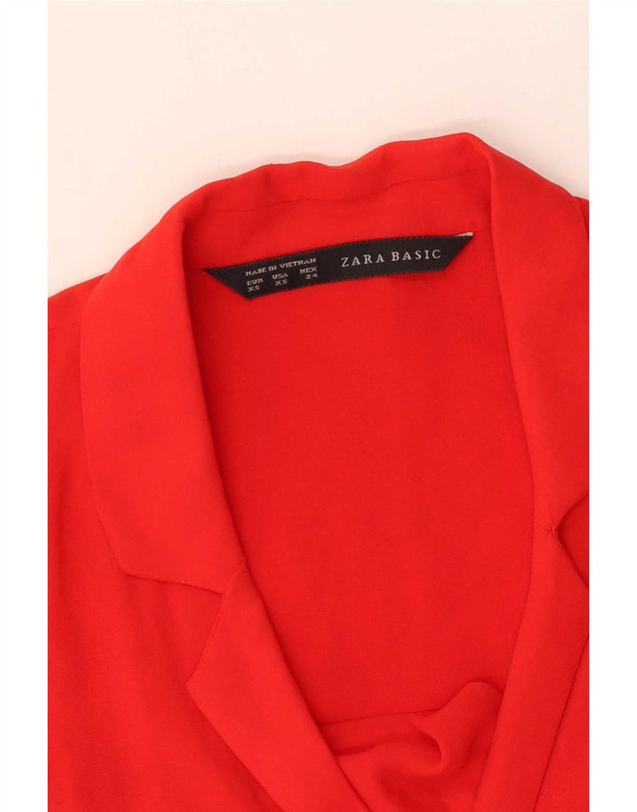 Zara Damen Ärmelloses Wickelblusenoberteil UK 6 XS Rot