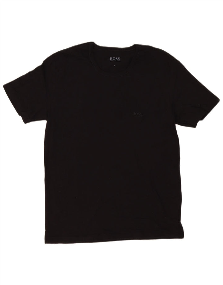 Hugo Boss Herren T-Shirt Top Large Schwarz Baumwolle