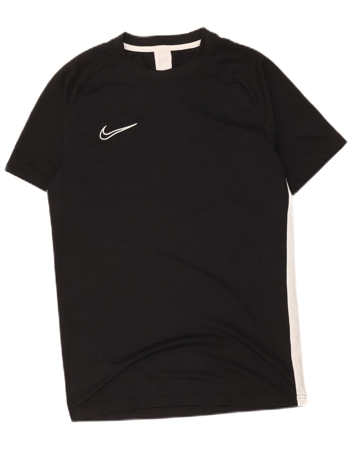 Nike Damen Dri Fit T-Shirt Top UK 14 Mittelschwarzes Colourblock-Polyester