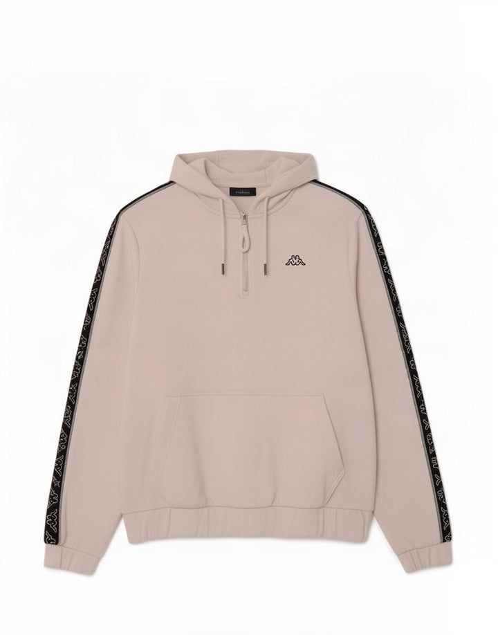 Kappa Herren-Fleecepullover mit grafischer Kapuze, mittelweißes Farbblock-Polyester