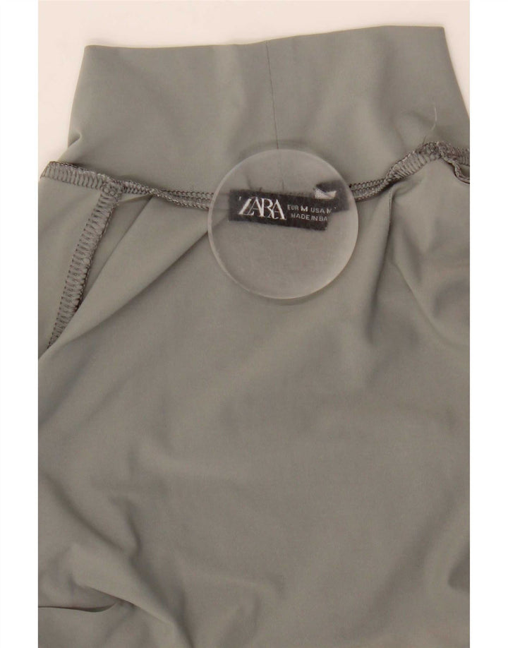 Zara Damen Langarm-Body UK 12 Mittelgraues Nylon