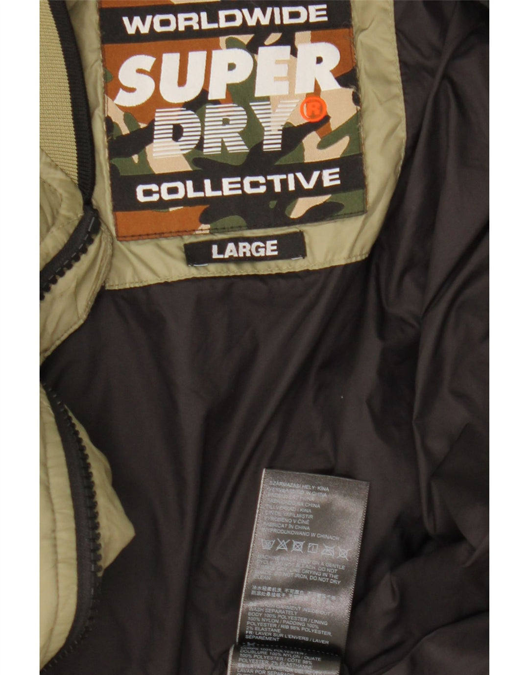 Superdry Herren Wattierte Jacke UK 40 Large Khaki Nylon
