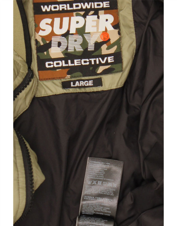 Superdry Herren Wattierte Jacke UK 40 Large Khaki Nylon