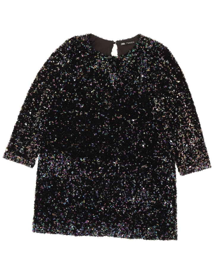 Zara Damen Etuikleid mit 3/4-Ärmeln, Pailletten, UK 18, XL, mehrfarbig, Polyester