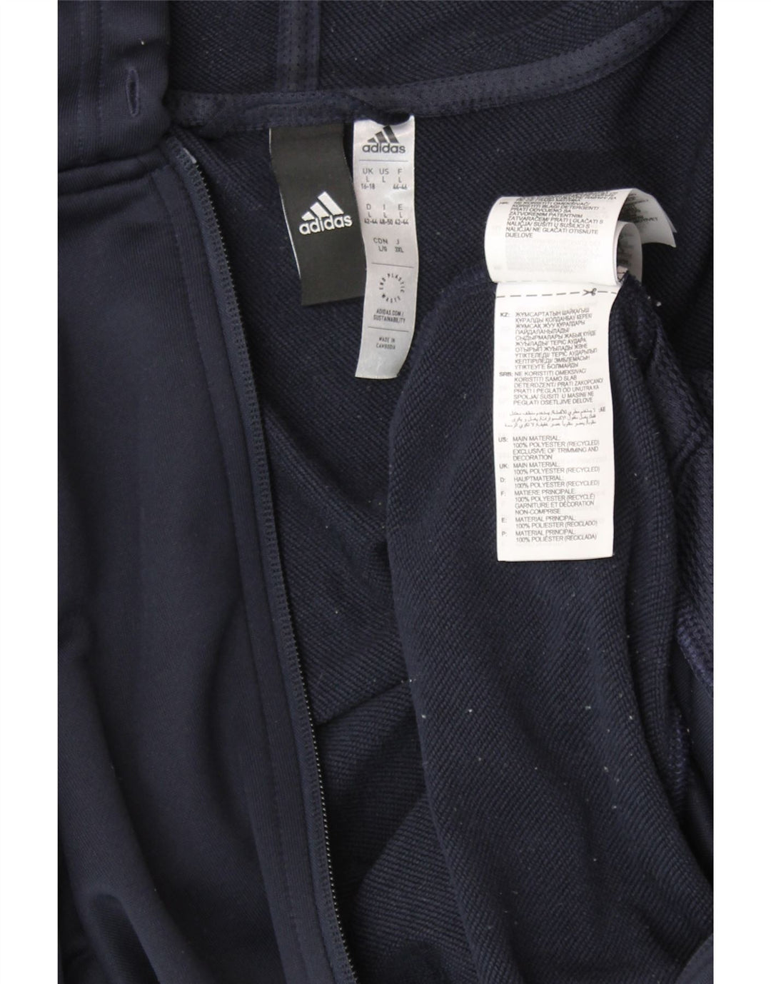 ADIDAS Damen Graphic Zip Hoodie Pullover UK 16/18 Large Marineblau