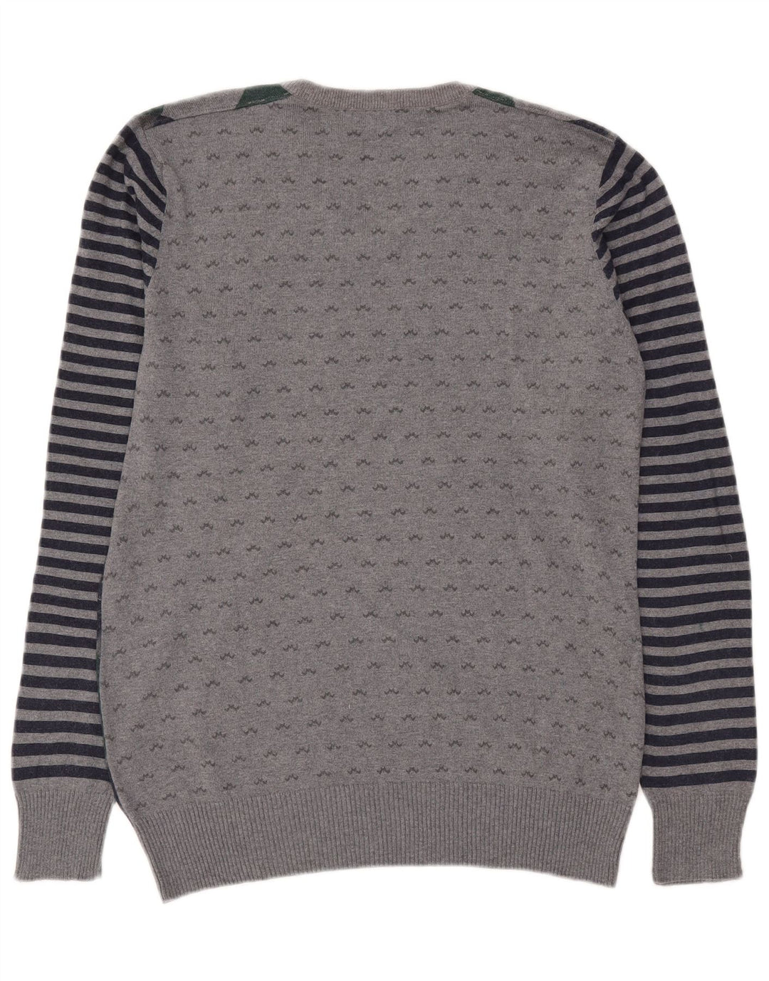 RIFLE Mens V-Neck Jumper Sweater Large Grey Argyle/Diamond
