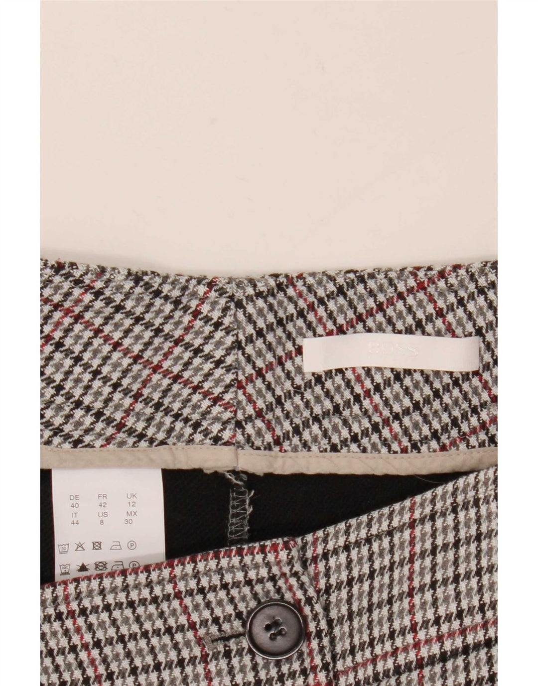 Hugo Boss Damen Anzughose UK 12 Medium W32 L27 Grau Hahnentritt