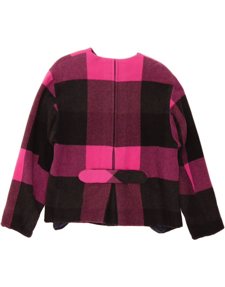 VINTAGE Womens 5 Button Blazer Jacket UK 16 Large Pink Check Vintage Vintage and Second-Hand Vintage from Messina Hembry 