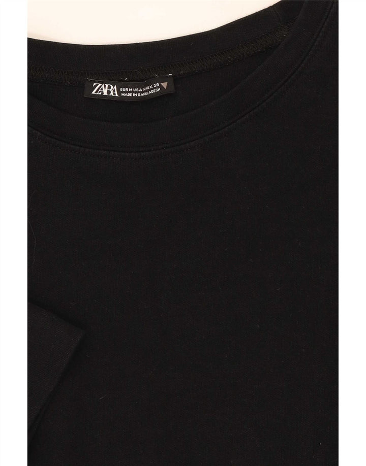 Zara Damen T-Shirt-Kleid UK 14 Medium Schwarz