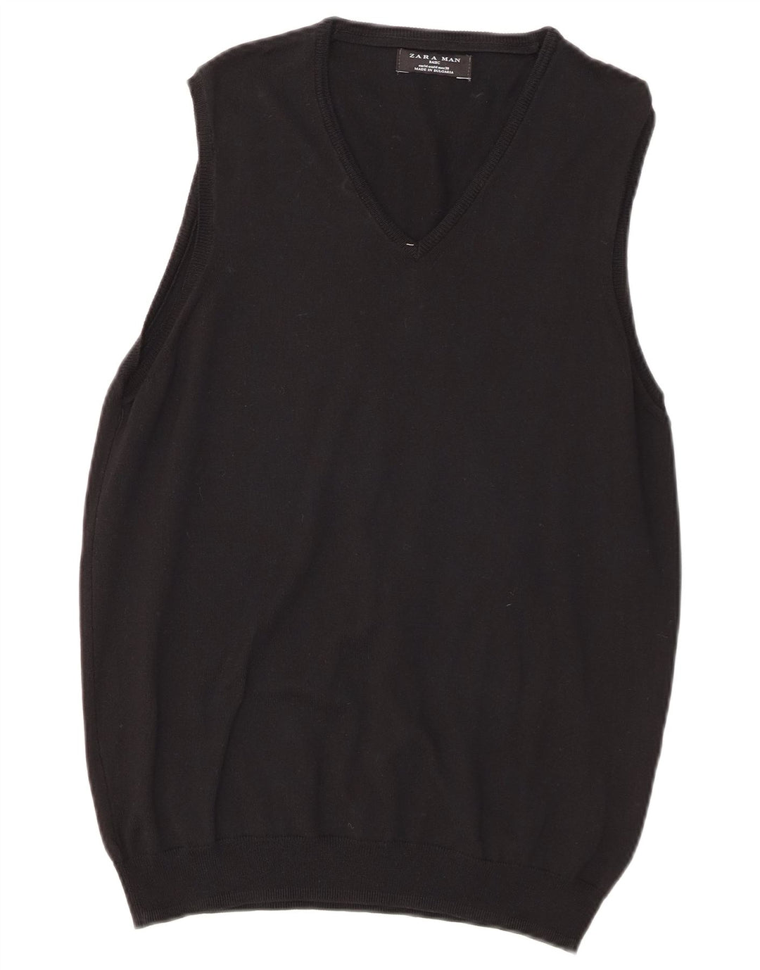 Zara Herren Weste Tank Top Medium Schwarz Baumwolle