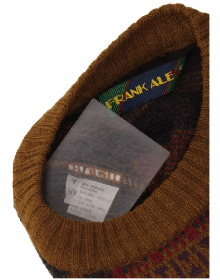 FRANK ALEXS Herren-Pullover mit Rundhalsausschnitt, Größe 48, mittelbraun, geometrisch