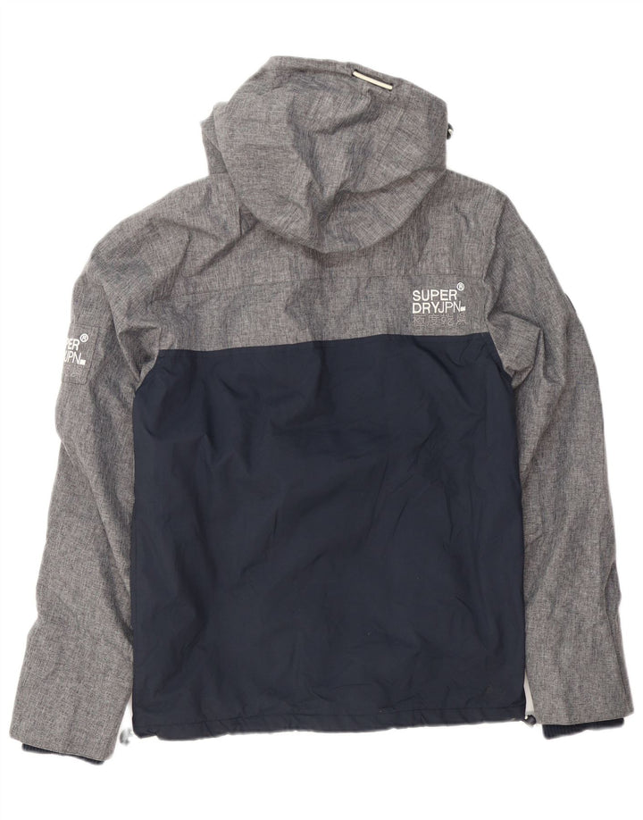 Superdry Herren-Windbreakerjacke mit Kapuze, UK 36, Größe S, Grau, Farbblock