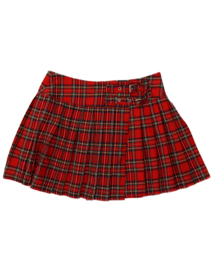 Banned Alternative Damen Mini-Wickelrock XL W34 rot karierte Baumwolle