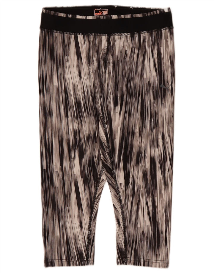 PUMA Damen Capri-Leggings UK 14 Mittelschwarzes Nadelstreifen-Polyester
