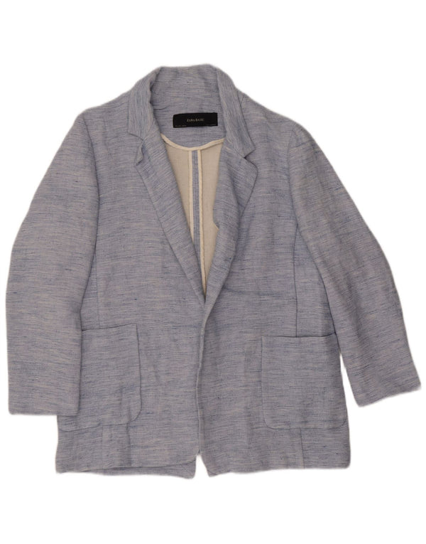Offene Blazerjacke für Damen von Zara, Gr. 44, groß, blau meliert, Acetat
