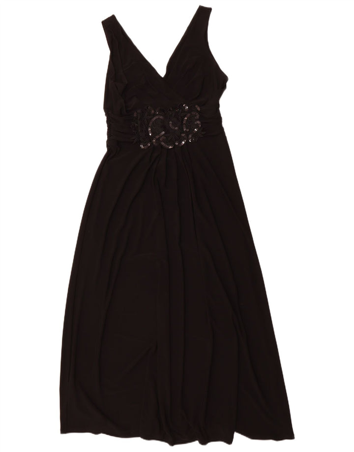 PHASE EIGHT Damen Ärmelloses Maxikleid UK 12 Medium Schwarz Polyester