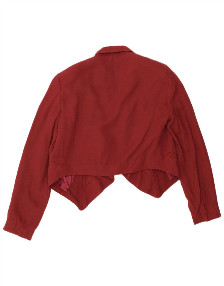 Topshop Damen Crop Open Blazer Jacke UK 8 Small Maroon Viscose