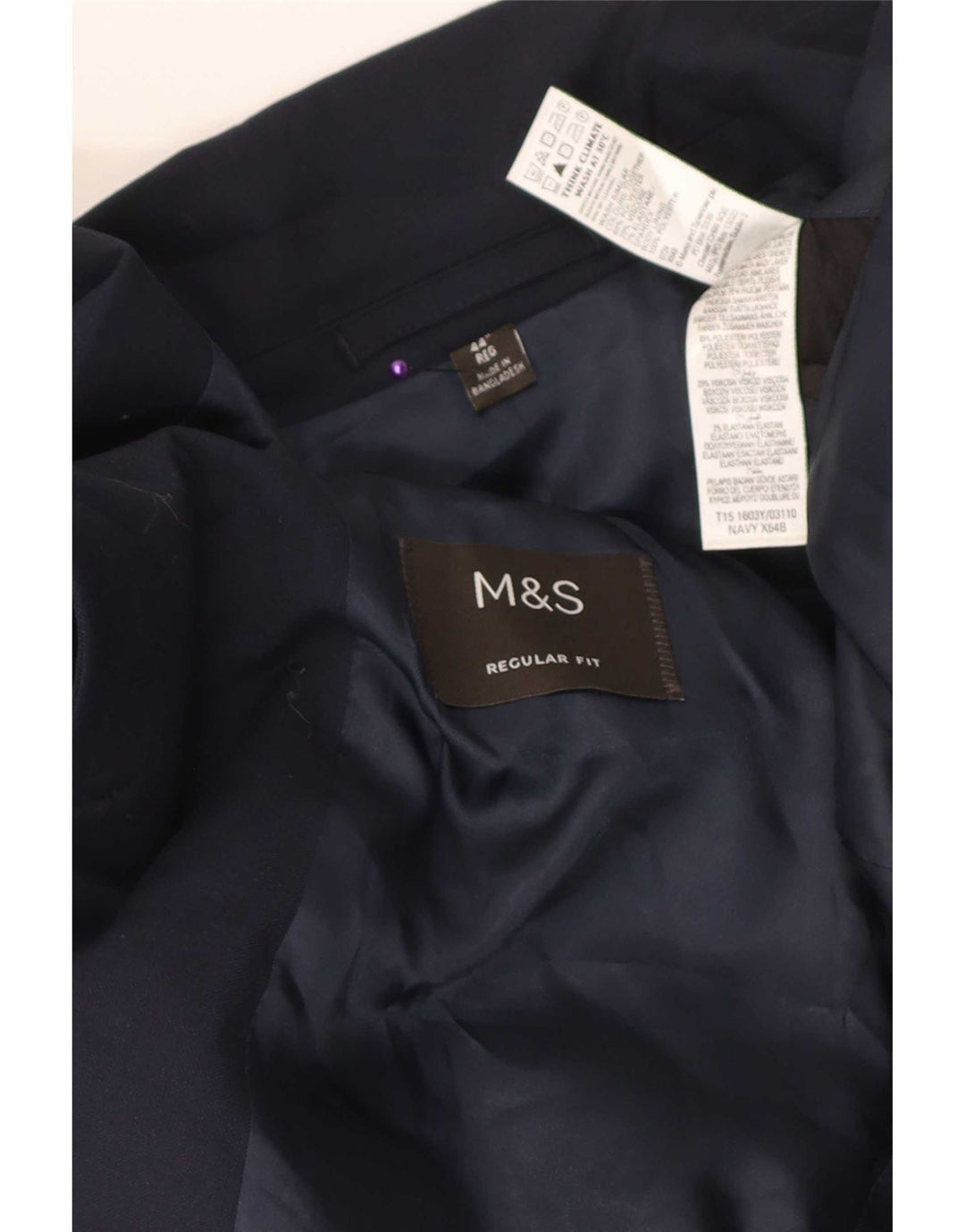 Marks & Spencer Herren-Blazer mit 2 Knöpfen, reguläre Passform, UK 44, XL, Marineblau