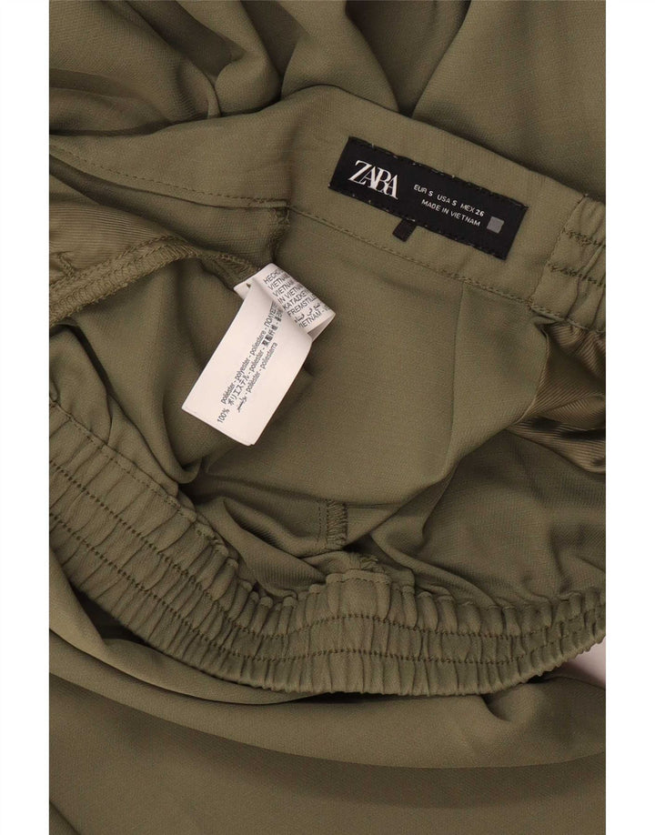 Zara Damen-Trainingshose, Größe S, Khaki, Polyester