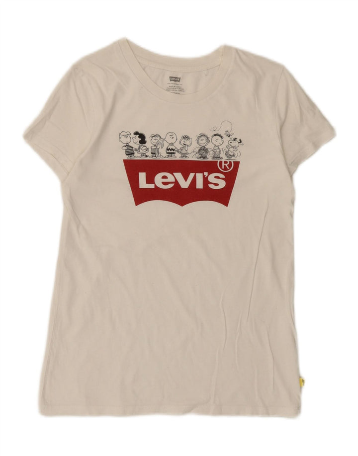 Levi's Damen Peanuts Graphic T-Shirt Top UK 6 XS Weiß