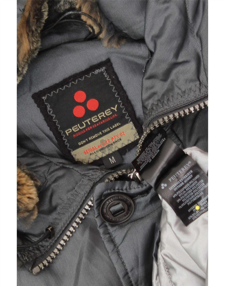 PEUTEREY Herren Bomberjacke mit Kapuze, wattiert, UK 38, mittelgrau, Polyamid