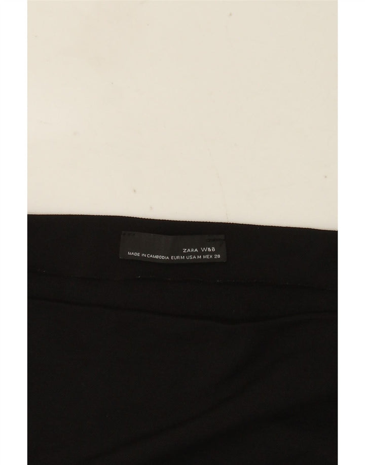 Zara Damen Asymmetrisches Top Langarm UK 12 Medium Schwarz