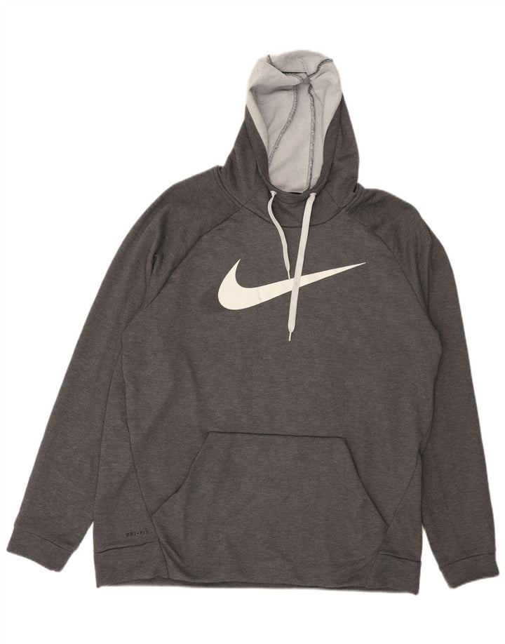 Nike Herren Dri Fit Graphic Hoodie Pullover XL Grau Polyester