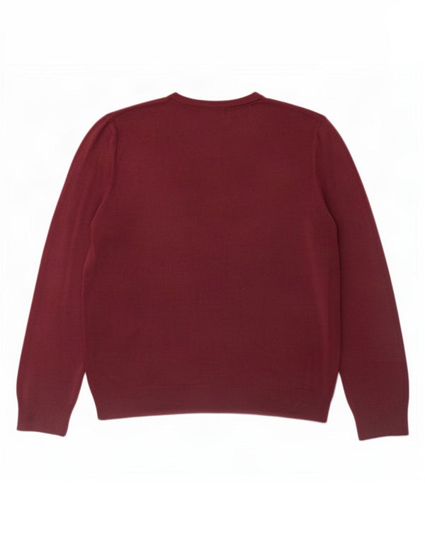 Marks & Spencer Herren Blue Harbor V-Ausschnitt Pullover Pullover Large Burgund