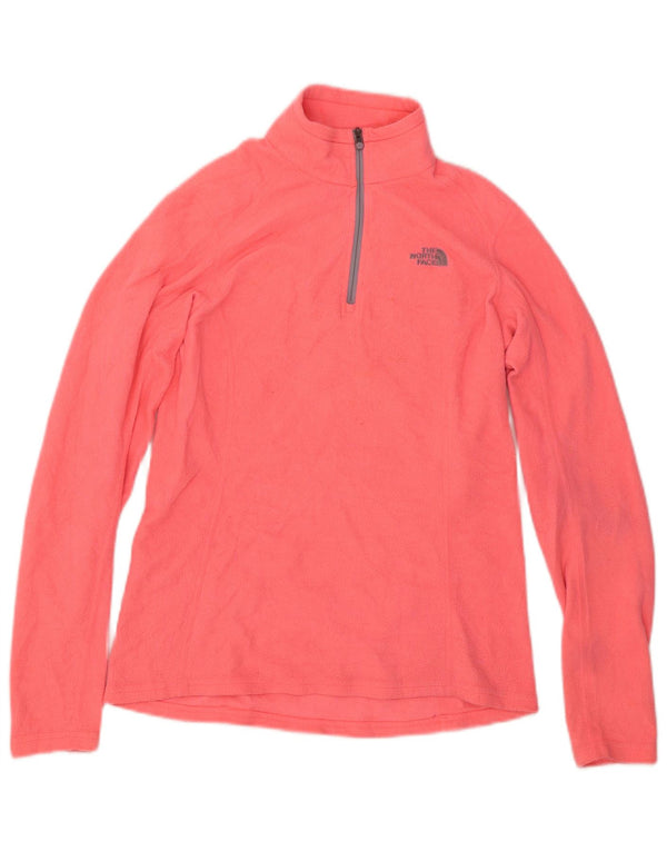 The North Face Womens Zip Neck Fleece Jumper UK 12 Medium Pink Polyester