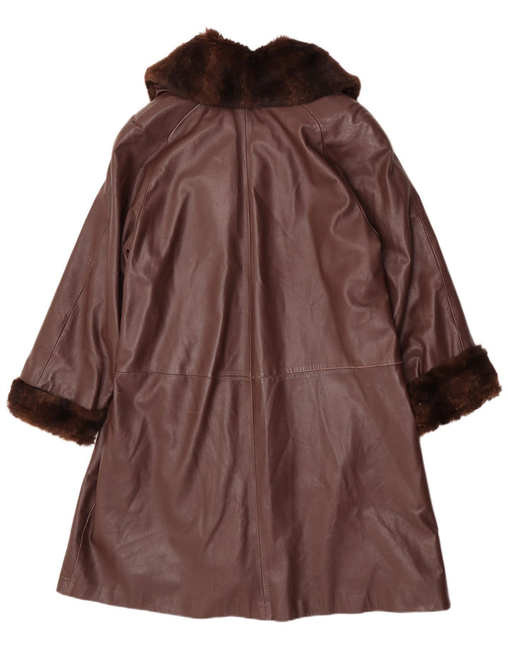 Vintage Damen Ledermantel IT 46 Großes braunes Leder